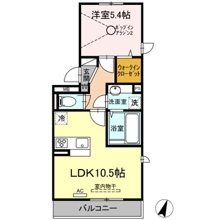 リアン ド ファミーユ穴生(1LDK/1階)の間取り写真