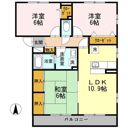 プレミールASOⅡ(3LDK/2階)の間取り写真