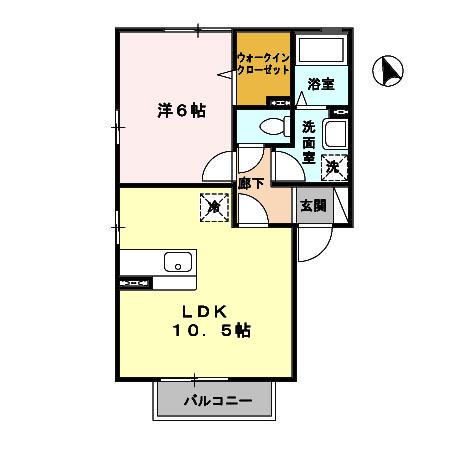 エデンナⅡ(1LDK/2階)の間取り写真