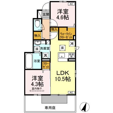ARIETTA(2LDK/1階)の間取り写真