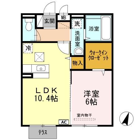 リアン ド ファミーユ A棟(1LDK/1階)の間取り写真