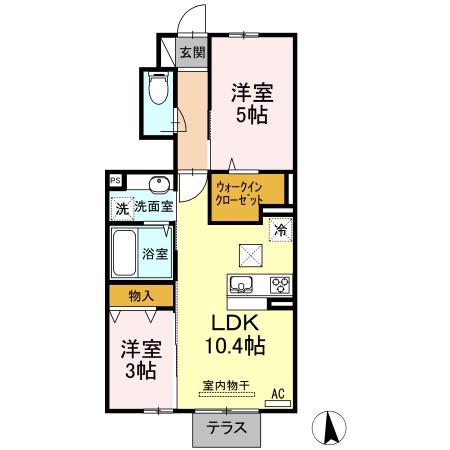 セジュール原町6(2LDK/1階)の間取り写真
