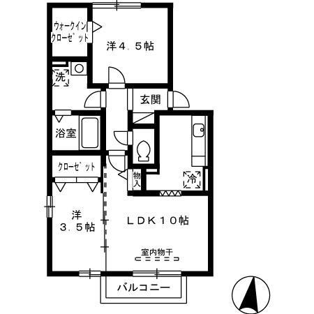 メゾングランモア(2LDK/2階)の間取り写真