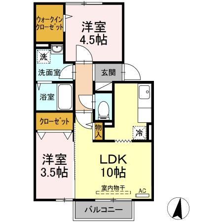 メゾングランモア(2LDK/2階)の間取り写真