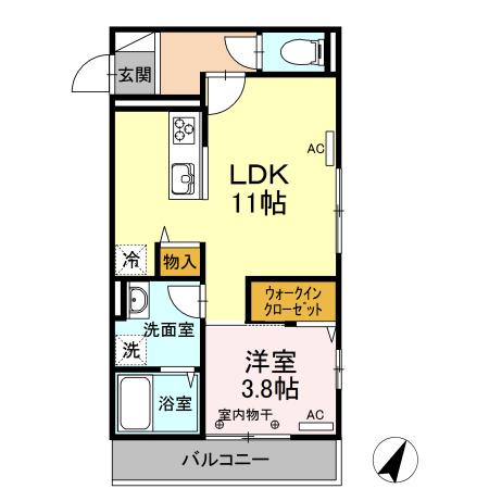 D-ROOM高須南(1LDK/3階)の間取り写真