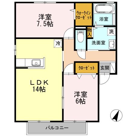 シャンス アイ(2LDK/2階)の間取り写真