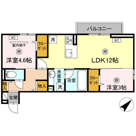 D-ROOM御開(2LDK/2階)の間取り写真