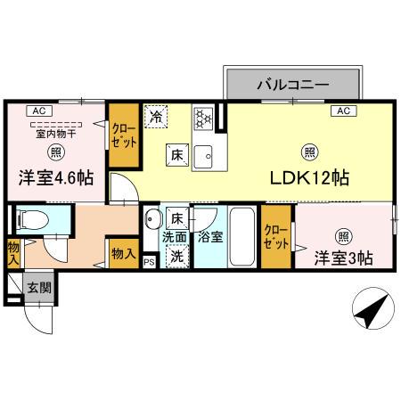 D-ROOM御開(2LDK/1階)の間取り写真
