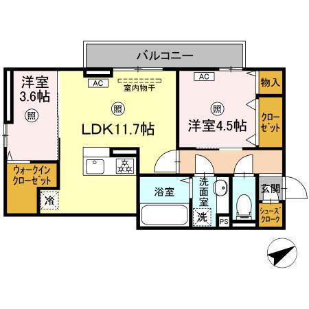D-ROOM守恒II(2LDK/2階)の間取り写真