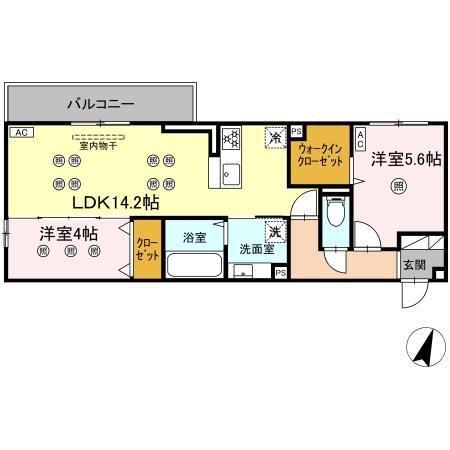 イオメール竹末(2LDK/3階)の間取り写真