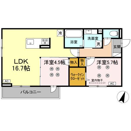 イオメール竹末(2LDK/3階)の間取り写真