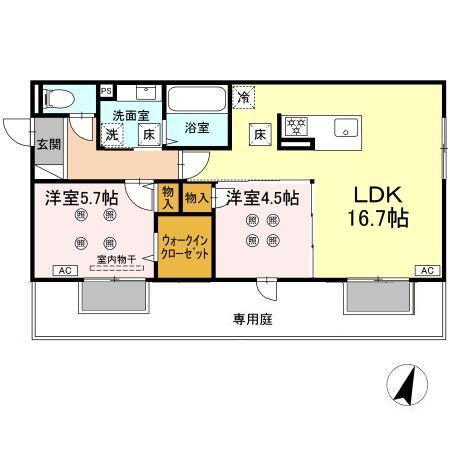 イオメール竹末(2LDK/1階)の間取り写真