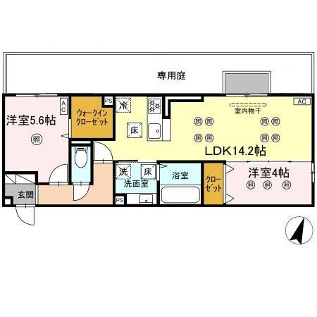 イオメール竹末(2LDK/1階)の間取り写真