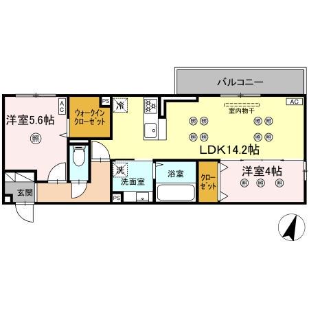 イオメール竹末(2LDK/2階)の間取り写真