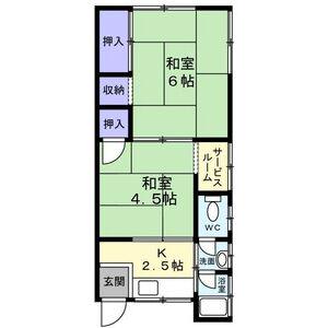 ウッディーハウス清納(2K/2階)の間取り写真