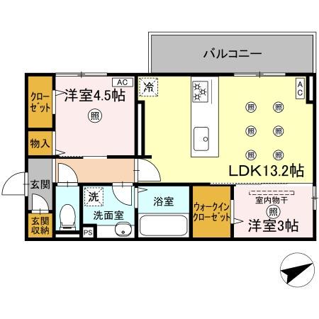 TORISIA陣原(2LDK/3階)の間取り写真