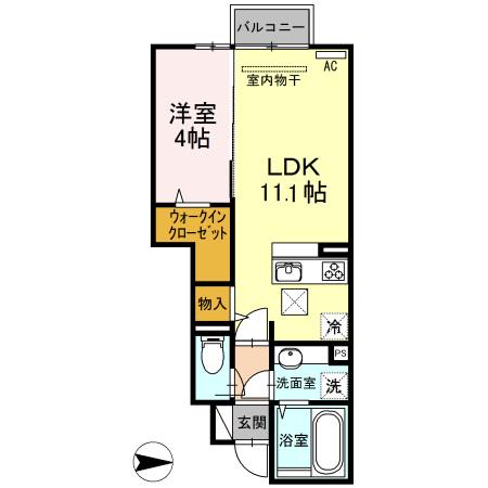 HNS D-ROOM IN 楡(1LDK/1階)の間取り写真