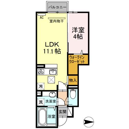 HNS D-ROOM IN 楡(1LDK/1階)の間取り写真