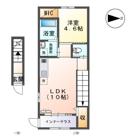 OLIVEⅡ(1LDK/2階)の間取り写真
