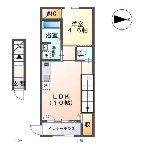 OLIVEⅡ(1LDK/2階)の間取り写真