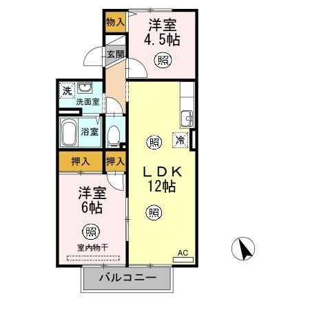 セジュール日吉台(2LDK/2階)の間取り写真