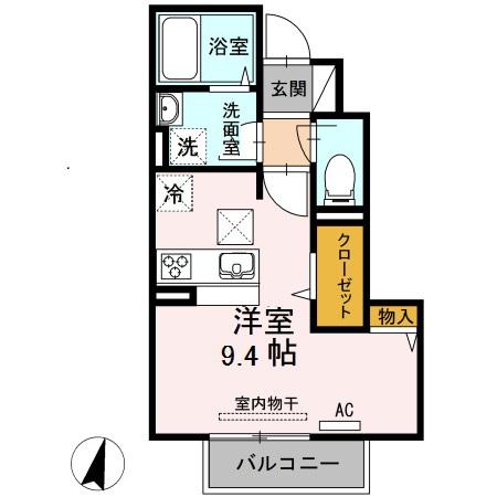 プランドール A棟(ワンルーム/1階)の間取り写真