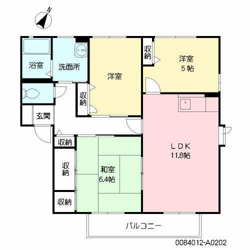 ディアス西天神(3LDK/2階)の間取り写真