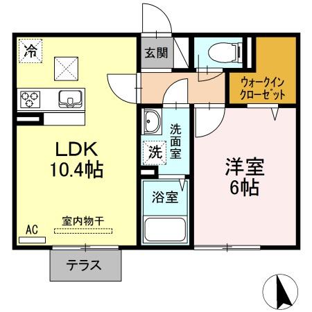 ソレール ヴィラ II A棟(1LDK/1階)の間取り写真
