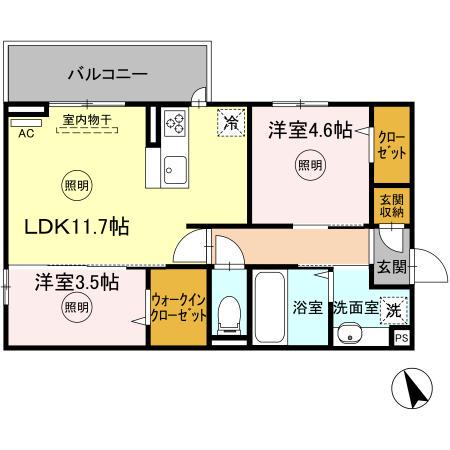 ストレイト葛葉(2LDK/3階)の間取り写真