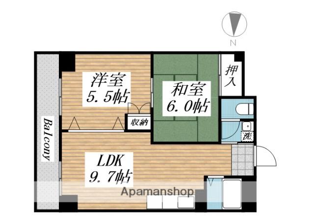 プリンセス片野Ⅱ(2LDK/5階)の間取り写真