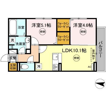 AURALEE足立(2LDK/3階)の間取り写真