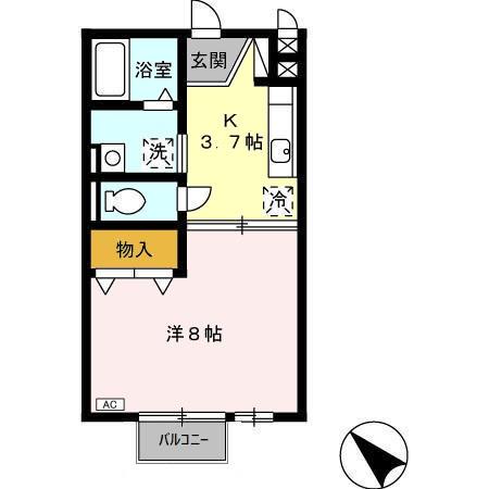 モナリエ横代(1K/2階)の間取り写真