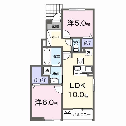 アンジュ本城(2LDK/1階)の間取り写真