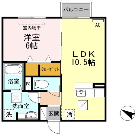 CASA FELICE A棟(1LDK/1階)の間取り写真