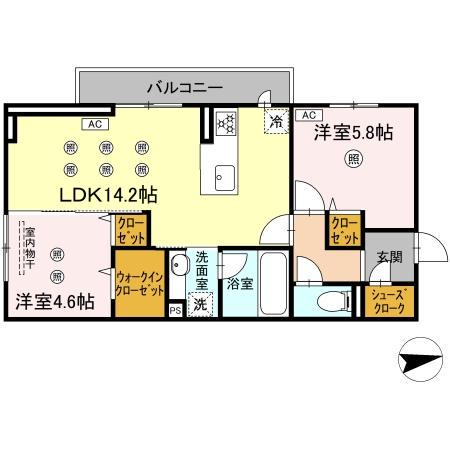 D-ROOM前田(2LDK/2階)の間取り写真