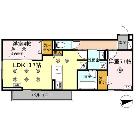 D-ROOM前田(2LDK/2階)の間取り写真