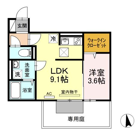 MAY FEVRIERII(1LDK/1階)の間取り写真