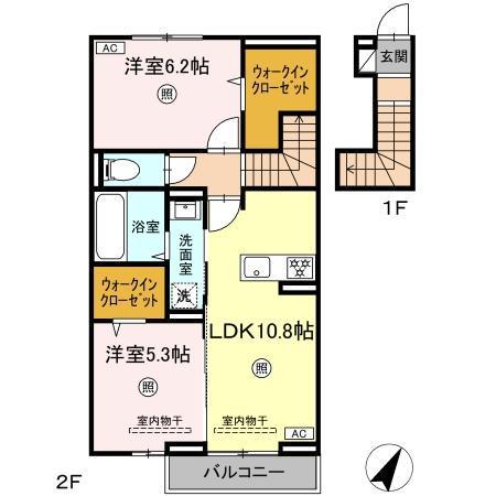 ENG町上津役(2LDK/2階)の間取り写真