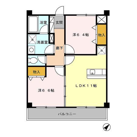 タウンフォート(2LDK/2階)の間取り写真