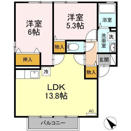 サンコート吉祥寺 A棟(2LDK/1階)の間取り写真