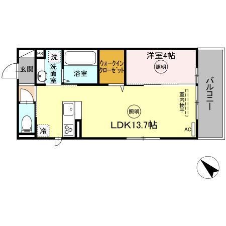 喜宝TOMODA(1LDK/3階)の間取り写真