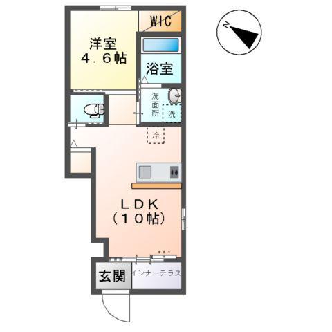 アップルテラス(1LDK/1階)の間取り写真