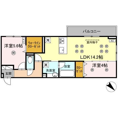 D-ROOM浅生(2LDK/3階)の間取り写真