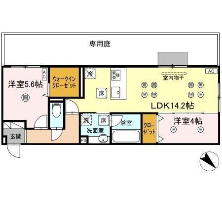 D-ROOM浅生(2LDK/1階)の間取り写真