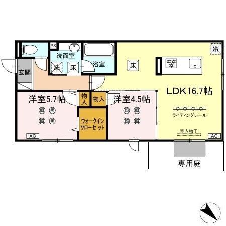 D-ROOM浅生(2LDK/1階)の間取り写真