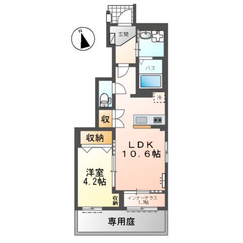 ザ・スパキオ アヴァンサートフクオカ(1LDK/1階)の間取り写真