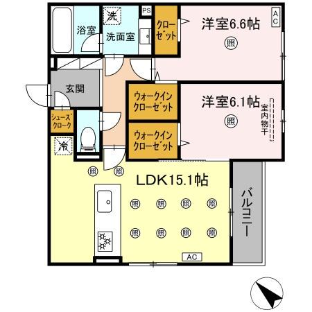 プラシード(2LDK/2階)の間取り写真
