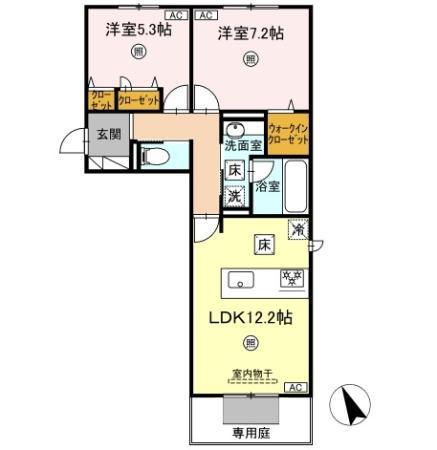 プレステージIV(2LDK/1階)の間取り写真
