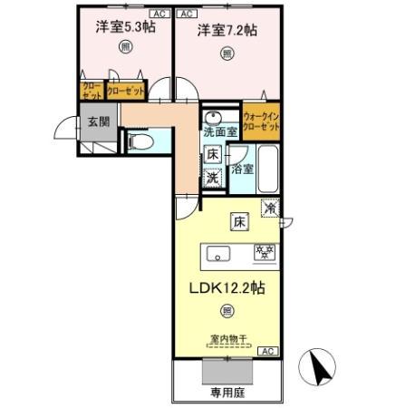 プレステージIV(2LDK/1階)の間取り写真