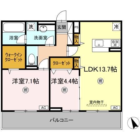 プレステージIV(2LDK/3階)の間取り写真